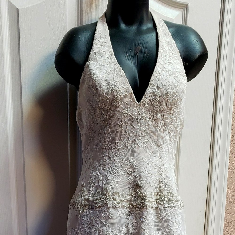 Wedding Season!! Rare - Demetrios halter lace crystal wedding gown